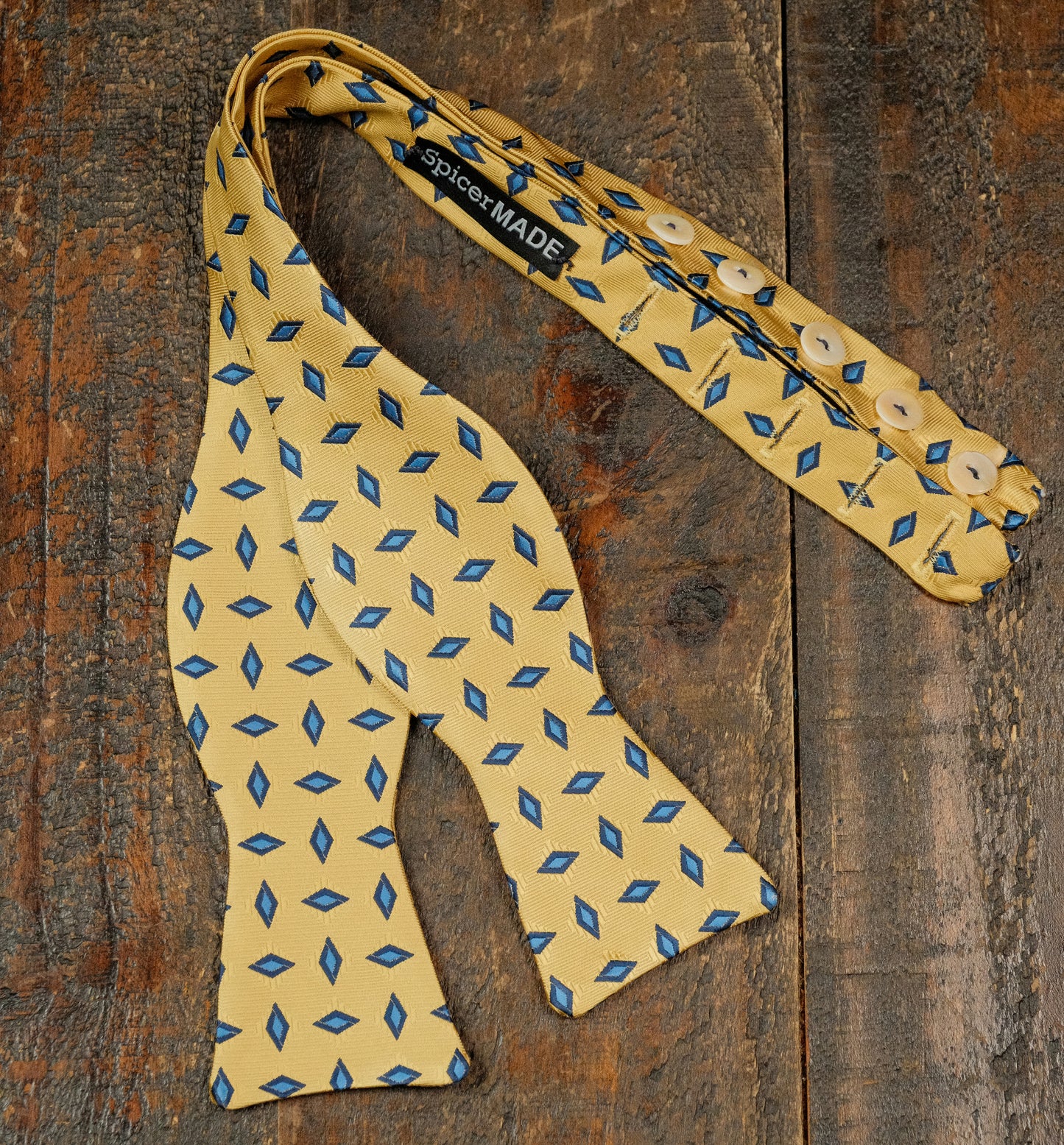 Yellow with Blue Diamonds